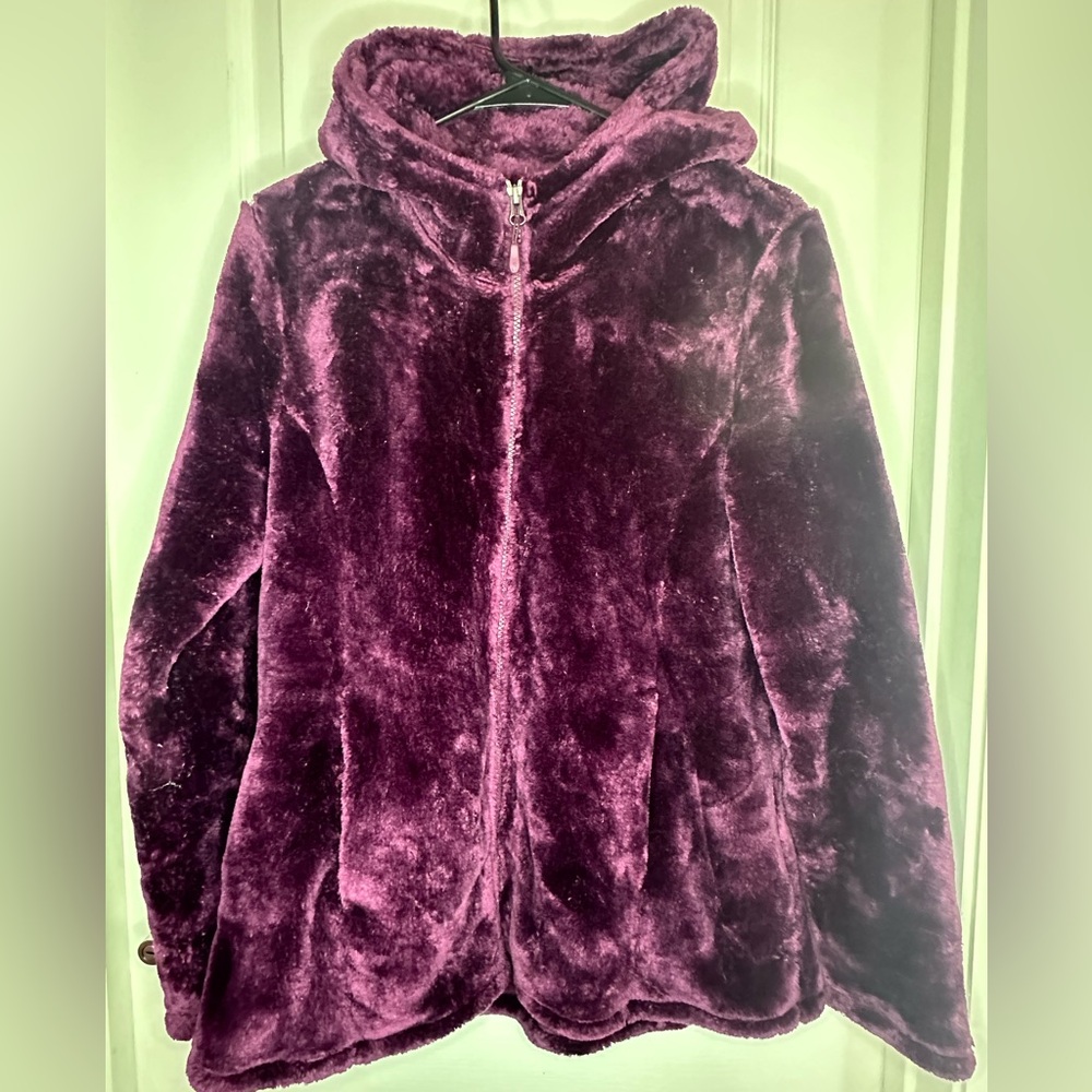 Large 32°heat full zip plush hoodie purple